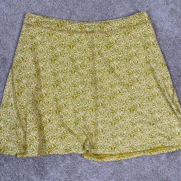 Toad & Co Seleena Skort Women M Yellow Organic Cotton Floral Hiking Outdoor Boho - Picture 1 of 11